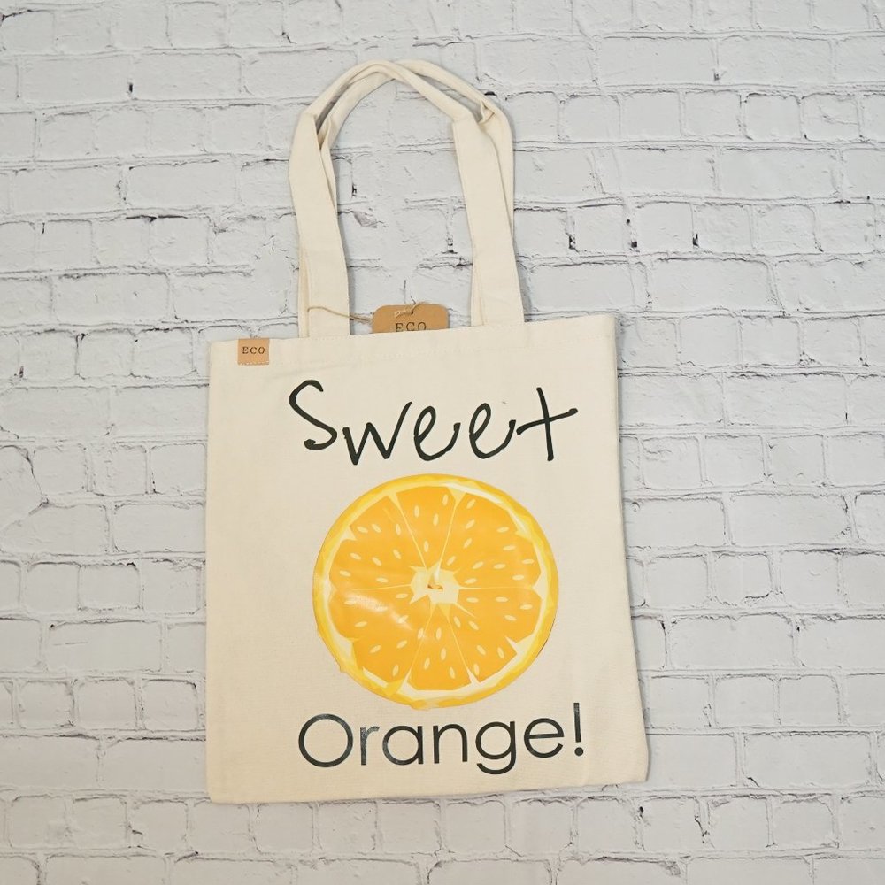 Sweet Orange Printed Medium Canvas Tote Bag